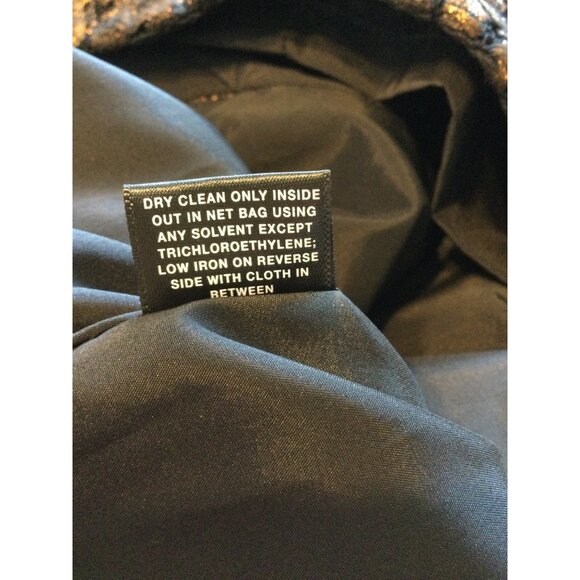 Lafayette 148 Iridescent Ocelot Lace Emma Dress Black Gold Asymmetrical Sleevele - Picture 7 of 10